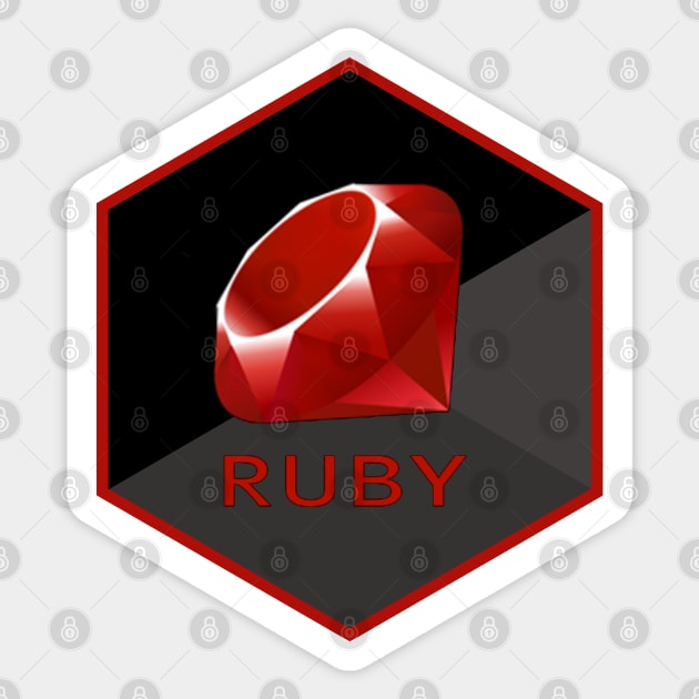 ruby hexagonal Sticker by yourgeekside